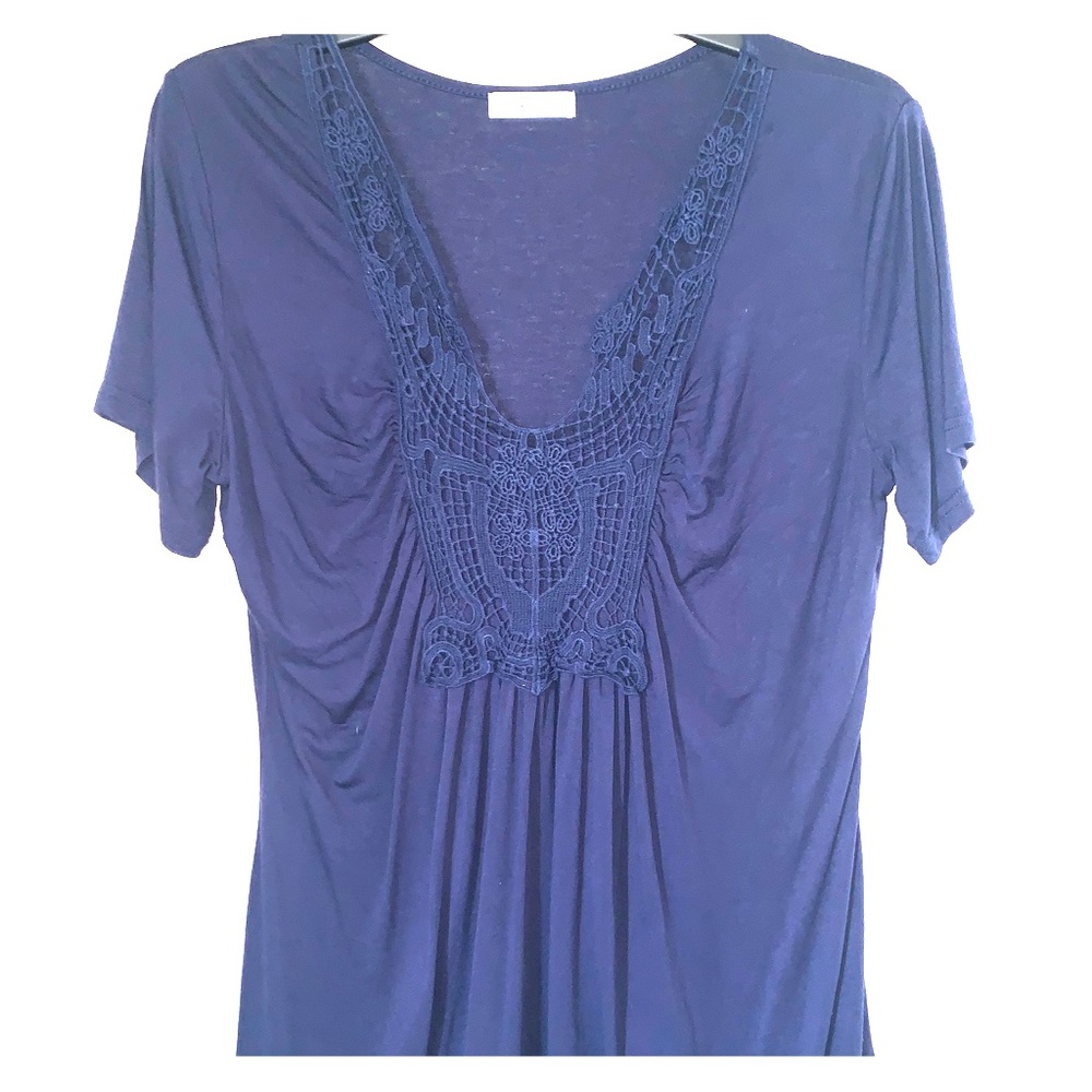 Beautiful lace embellished blue blouse. Size Large
